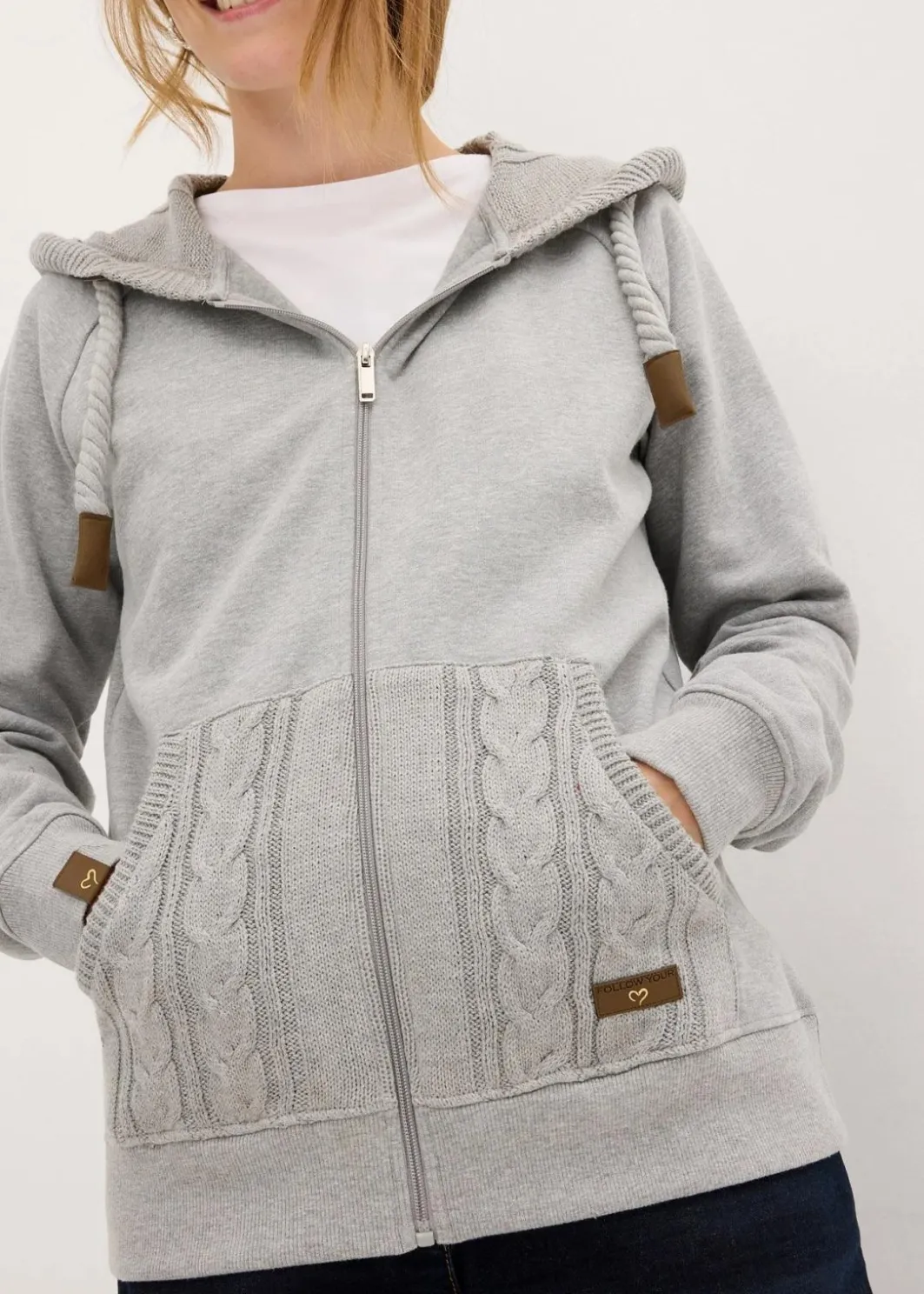 Sweatjacke mit Strickkapuze und Tasche Damen Bekleidung·Blusen & Tuniken|Nachhaltigere Materialien