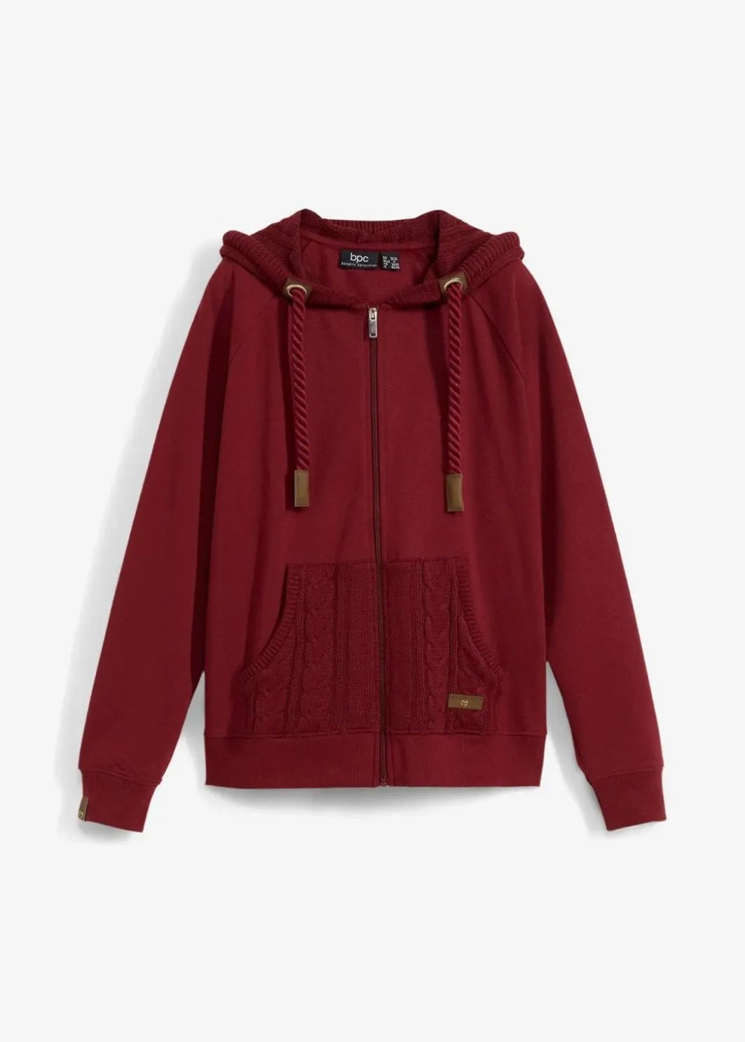Sweatjacke mit Strickkapuze und Tasche Damen Sweat|Nachhaltigere Materialien