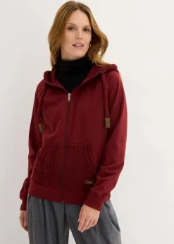 Sweatjacke mit Strickkapuze und Tasche Damen Sweat|Nachhaltigere Materialien