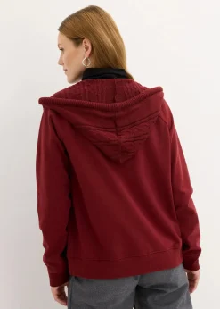 Sweatjacke mit Strickkapuze und Tasche Damen Sweat|Nachhaltigere Materialien