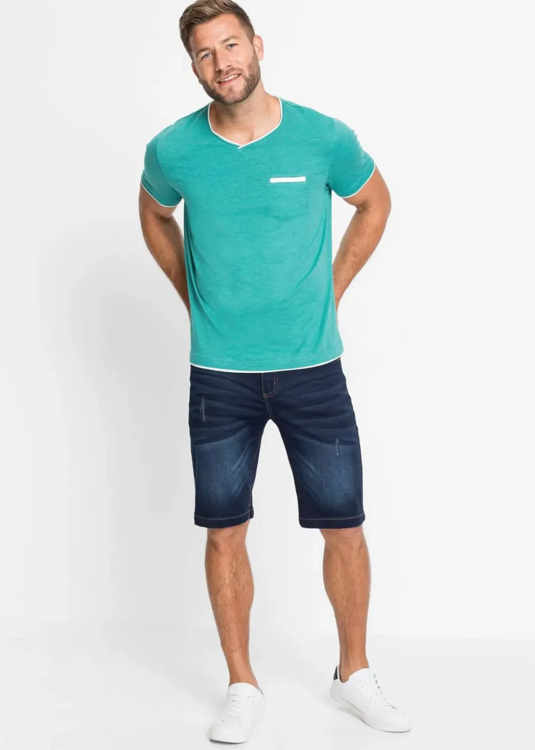 Herren bonprix Große Größen|Shorts|Sweat-Jeans-Bermuda m. Komfortschnitt, Regular Fit