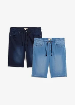 Herren bonprix Große Größen|Shorts|Sweat-Jeans-Bermuda mit Komfortbund, Regular Fit (2er Pack)