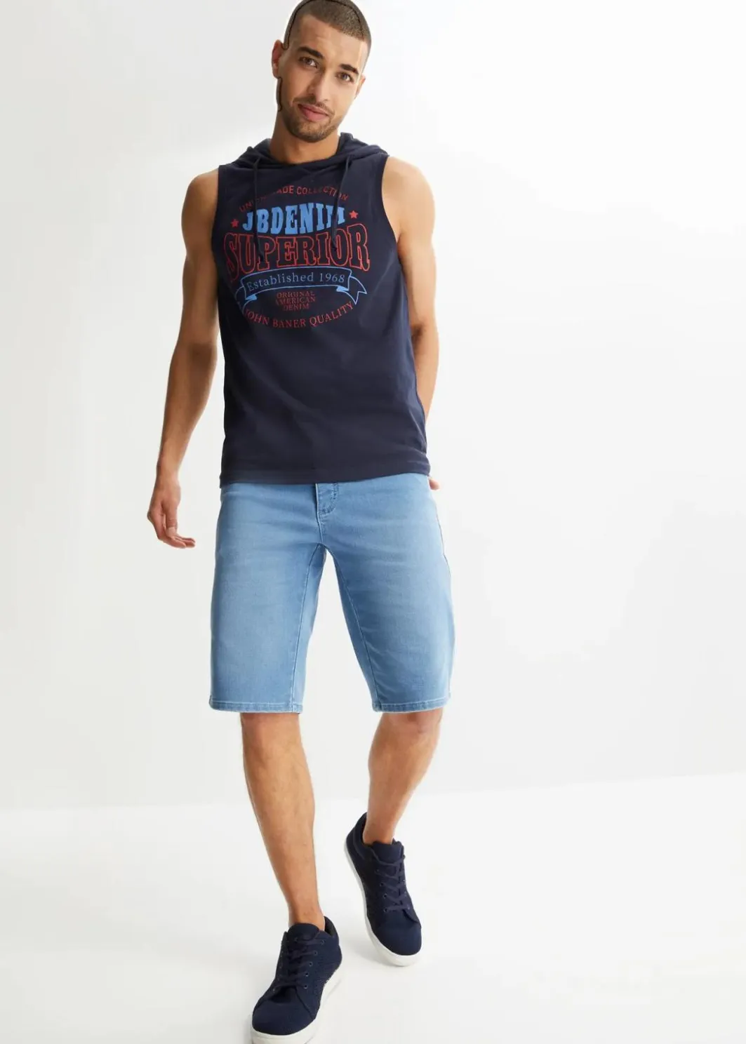 Herren bonprix Große Größen|Shorts|Sweat-Jeans-Bermuda mit Komfortschnitt, Regular Fit