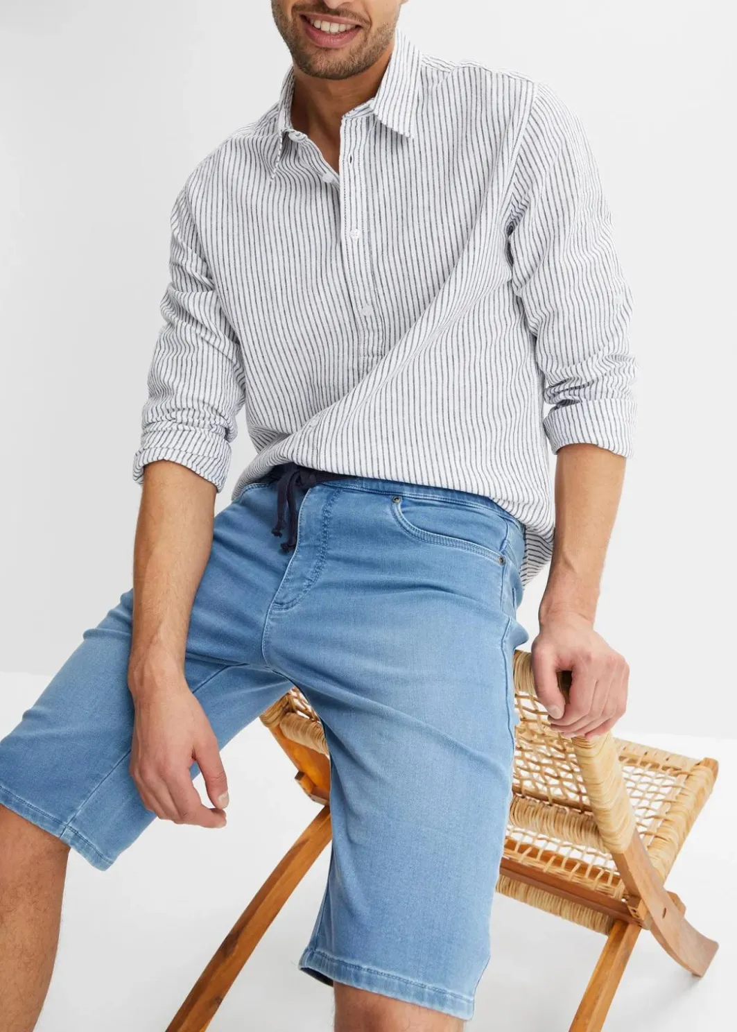 Herren bonprix Große Größen|Shorts|Sweat-Jeans-Bermuda mit Komfortschnitt, Regular Fit