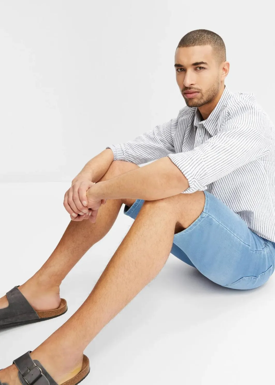 Herren bonprix Große Größen|Shorts|Sweat-Jeans-Bermuda mit Komfortschnitt, Regular Fit