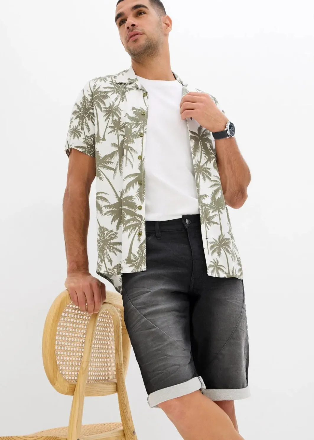 Hot Sweat-Jeans-Bermuda, Relaxed Fit Herren Große Größen|Shorts