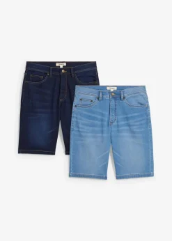 Herren bonprix Große Größen|Shorts|Sweat-Jeans-Bermuda, Slim Fit (2er Pack)