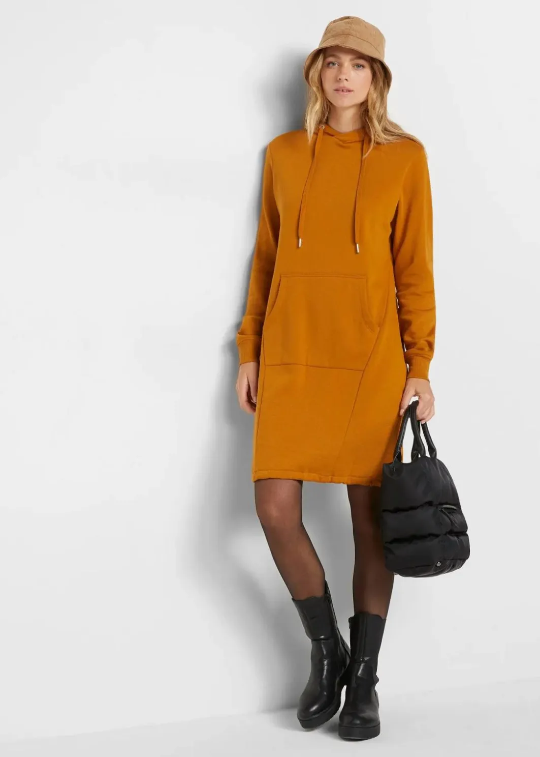 Outlet Sweatkleid aus Baumwoll-Mix Damen Kleider|Sweat