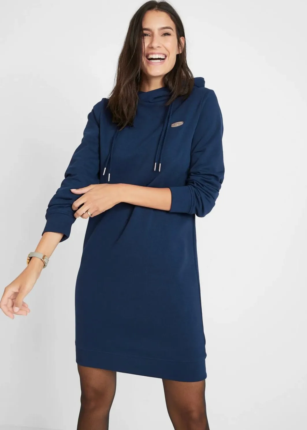 Damen bonprix Kleider|Sweat|Sweatkleid mit Kapuze