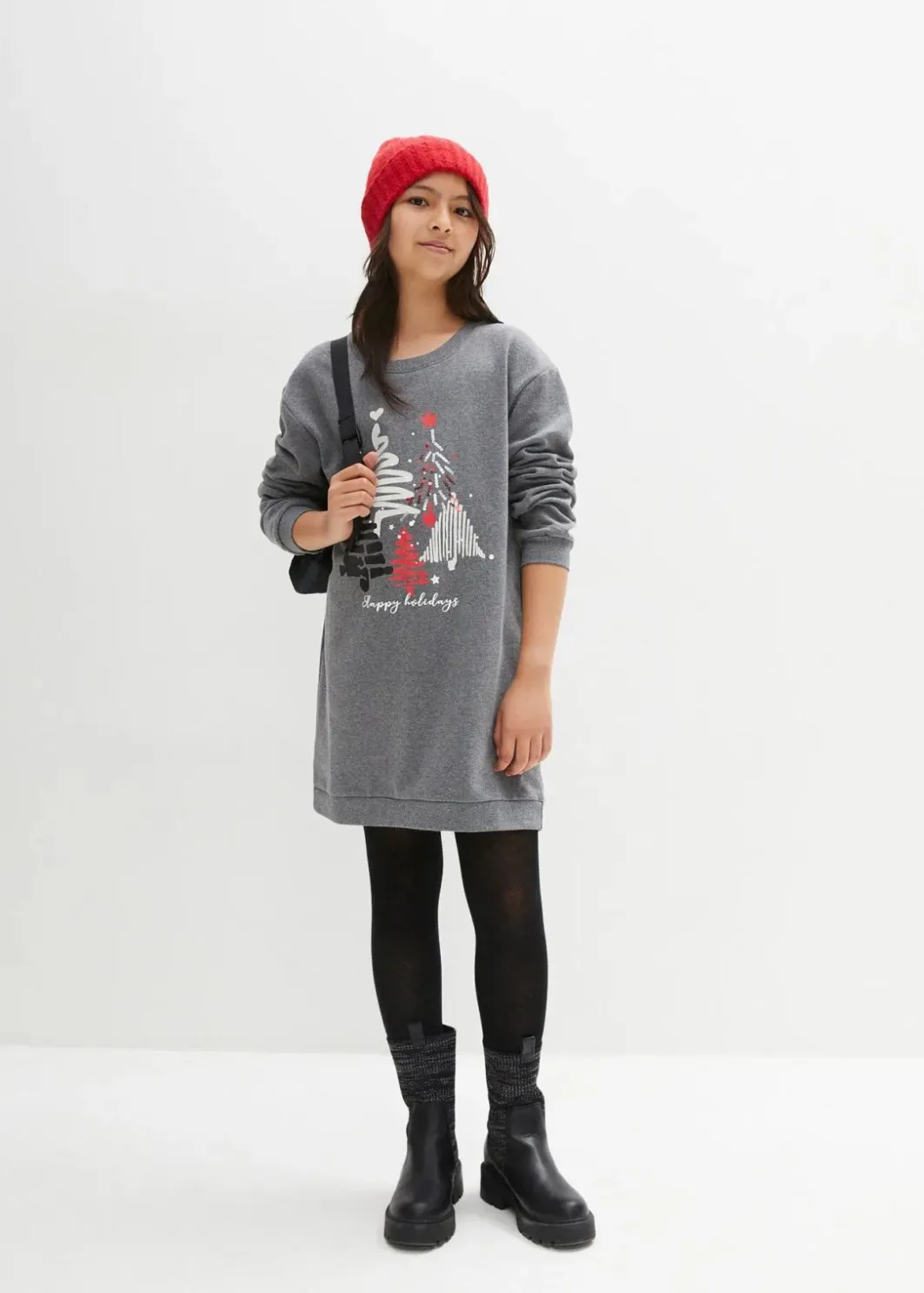 Kinder bonprix Mädchen 9-16 Jahre·Kleider & Jumpsuits|Sweatkleid mit Pailletten