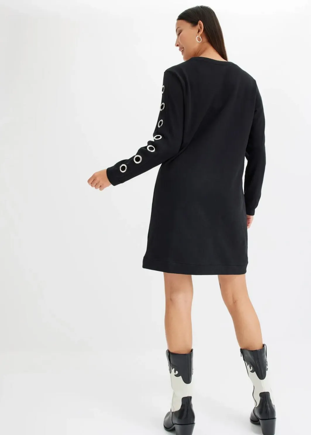 Damen bonprix Kleider|Sweat|Sweatkleid mit Ösen