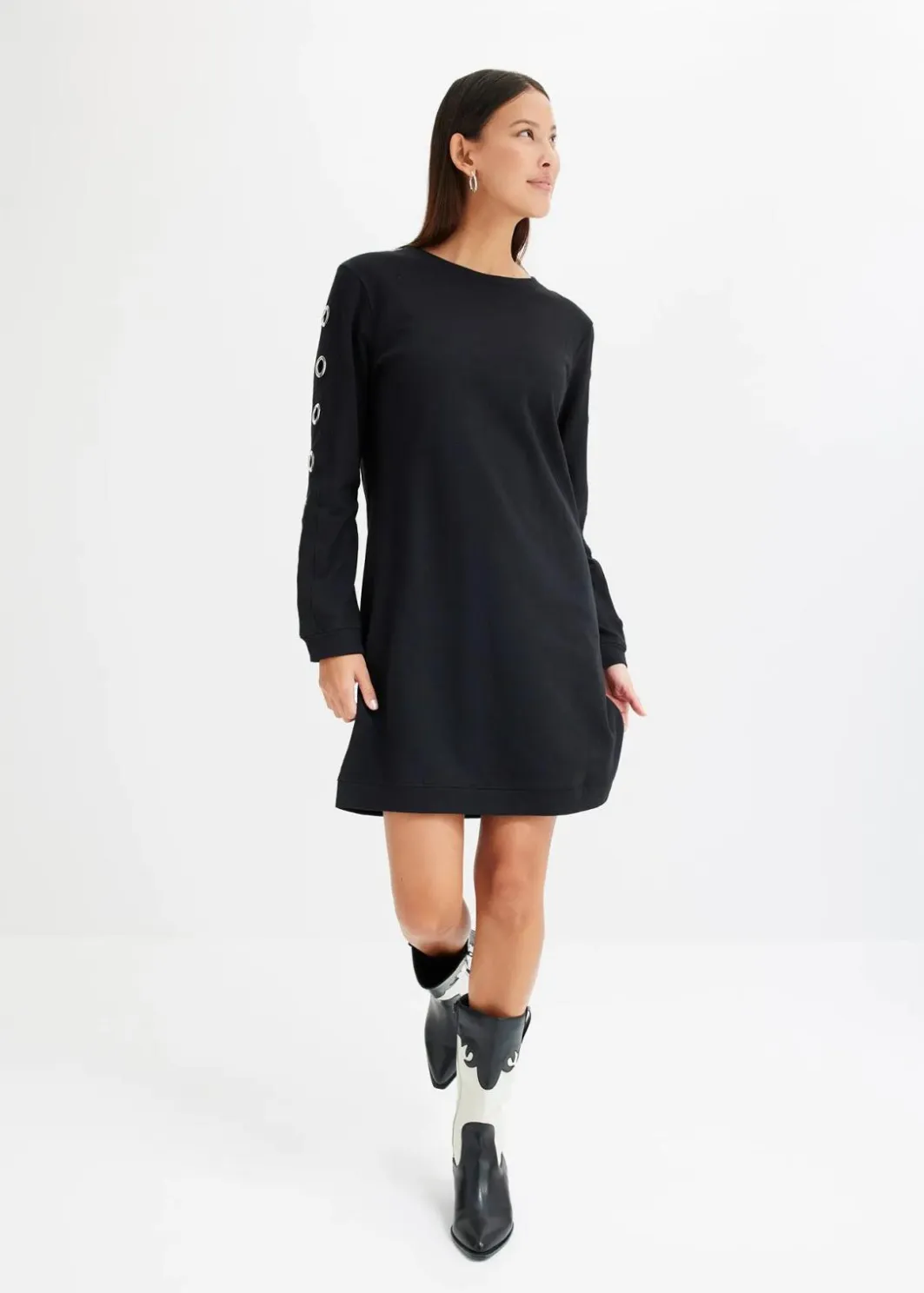 Damen bonprix Kleider|Sweat|Sweatkleid mit Ösen