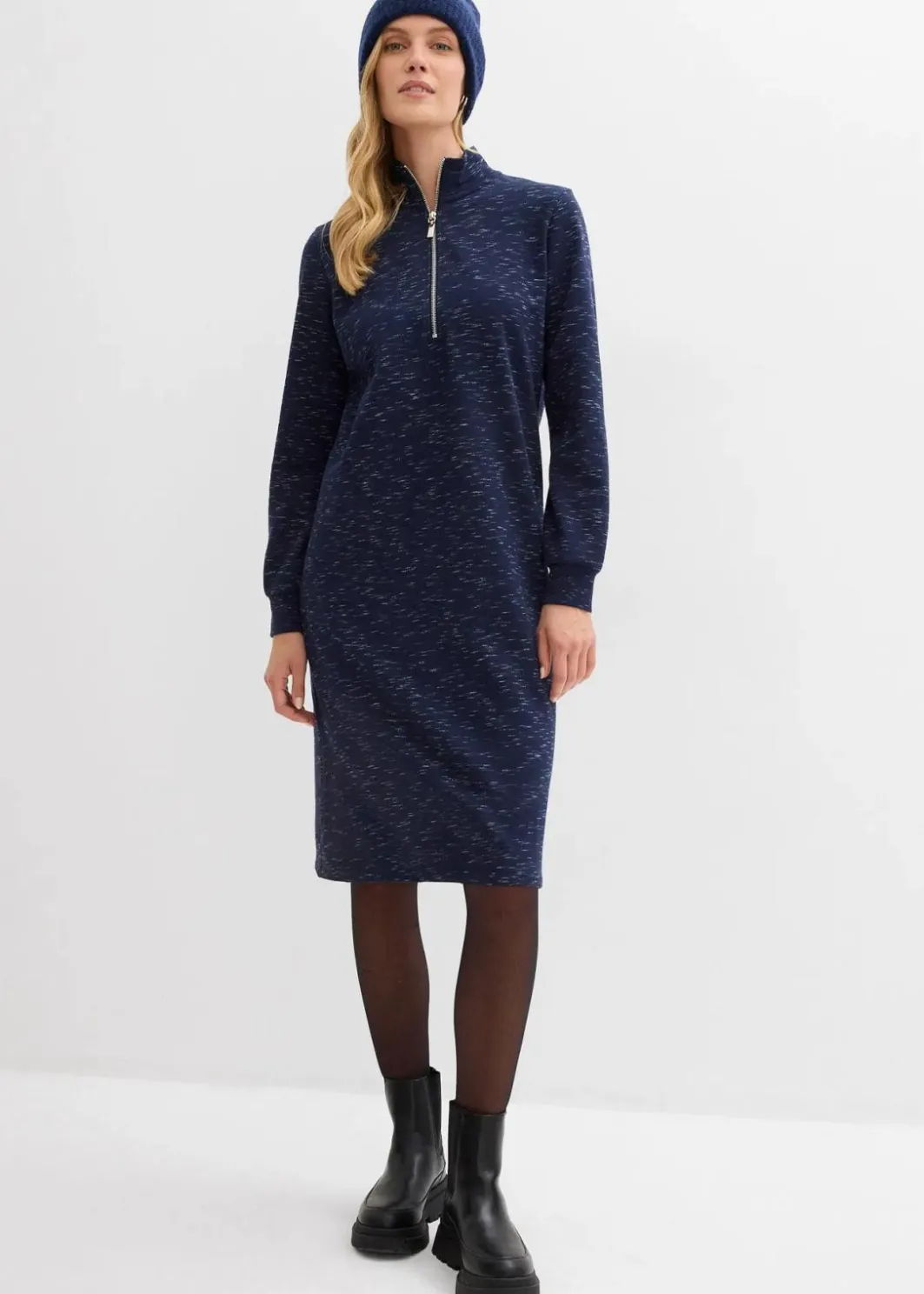 Damen bonprix Kleider|Sweat|Sweatkleid mit Troyer