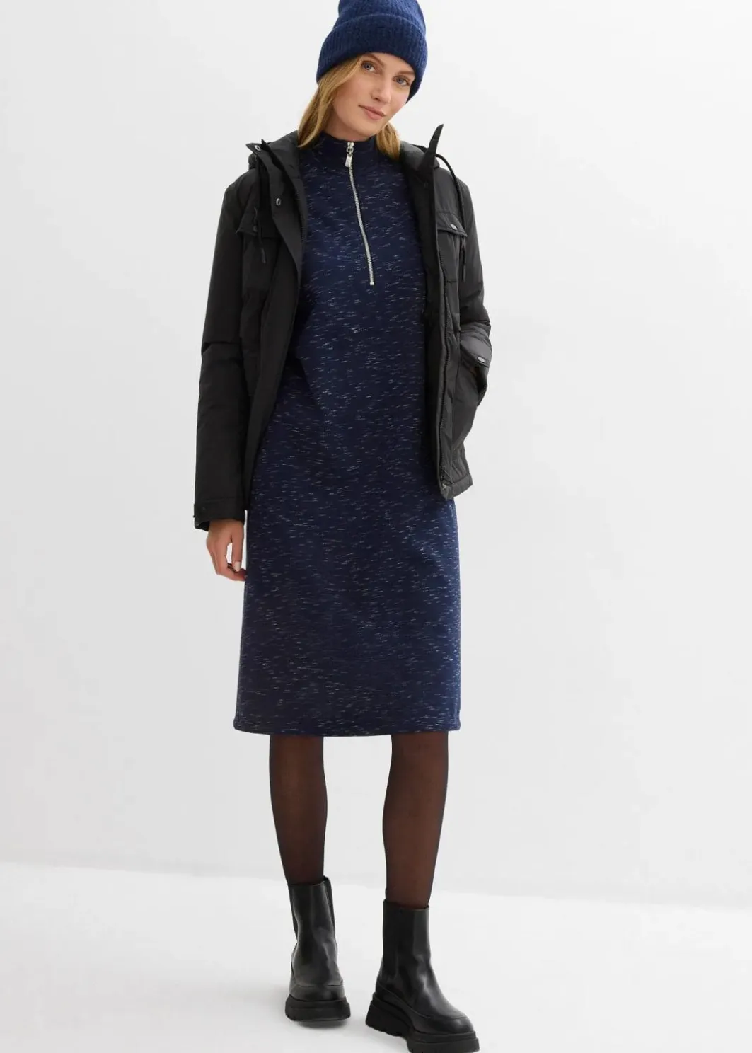 Damen bonprix Kleider|Sweat|Sweatkleid mit Troyer