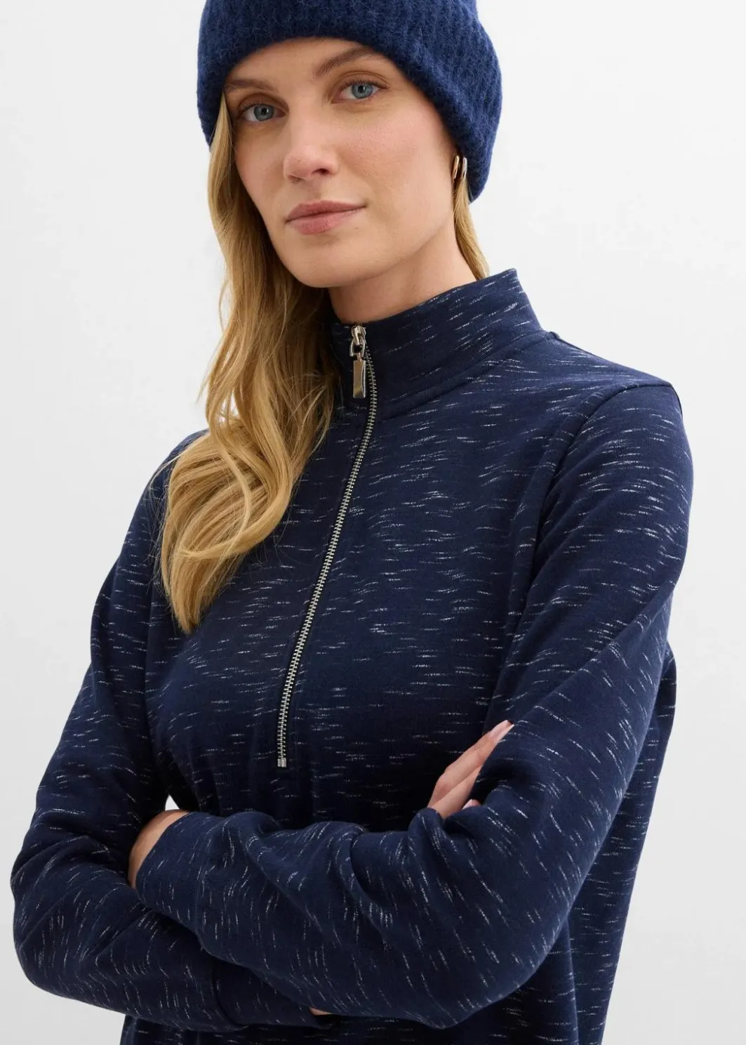 Damen bonprix Kleider|Sweat|Sweatkleid mit Troyer