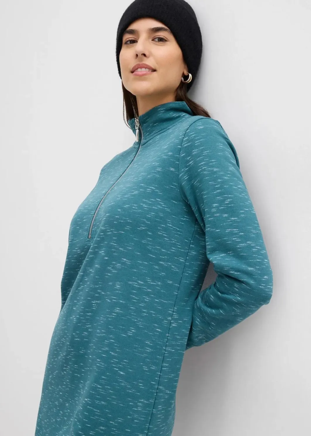 Damen bonprix Bekleidung·Blusen & Tuniken|Bekleidung·Pullover & Strickjacken|Sweatkleid mit Troyer