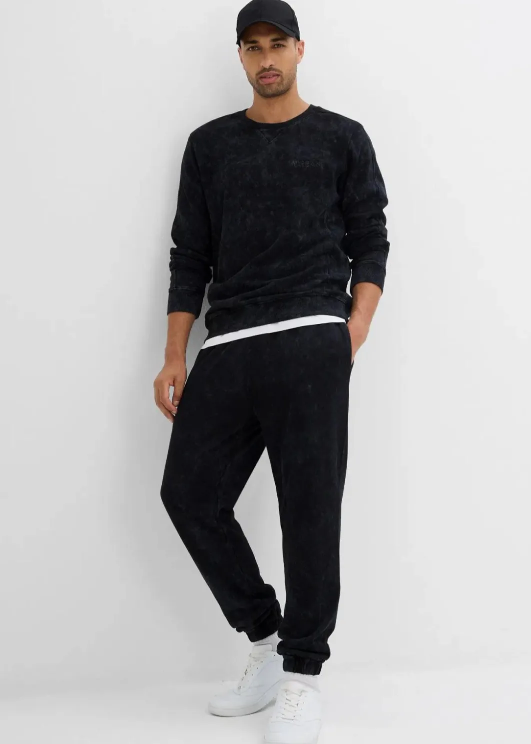 Clearance Sweatshirt in gewaschener Optik aus reiner Bio-Baumwolle Herren Große Größen|Sportbekleidung