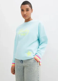 Online Sweatshirt mint bunten Bündchen Damen Bekleidung·Blusen & Tuniken|Sweat