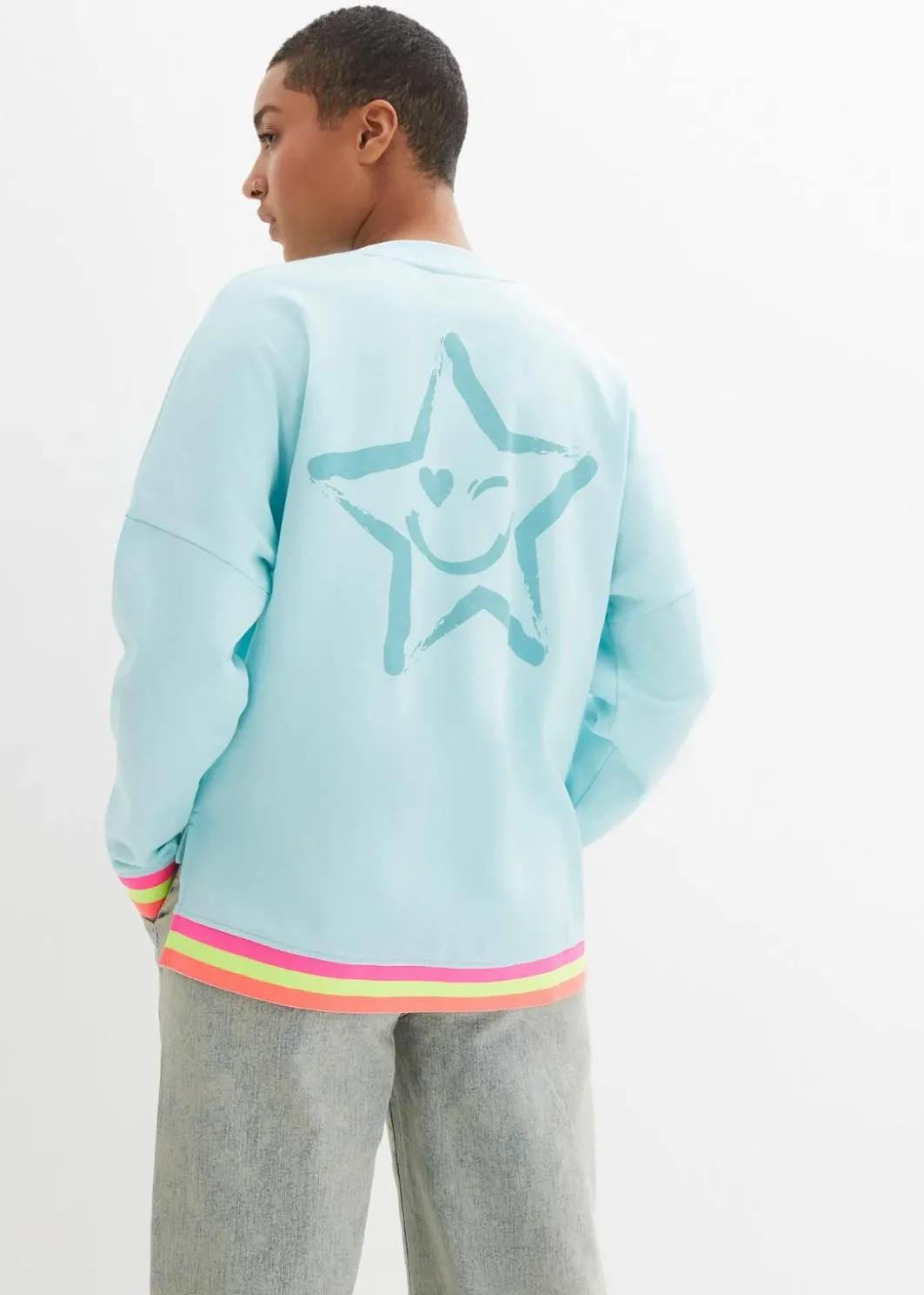 Online Sweatshirt mint bunten Bündchen Damen Bekleidung·Blusen & Tuniken|Sweat