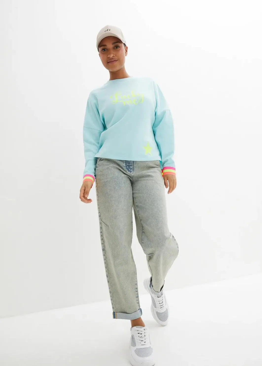 Online Sweatshirt mint bunten Bündchen Damen Bekleidung·Blusen & Tuniken|Sweat