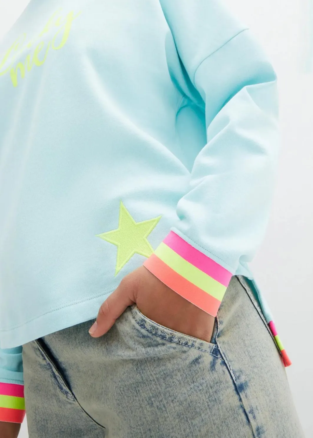 Online Sweatshirt mint bunten Bündchen Damen Bekleidung·Blusen & Tuniken|Sweat
