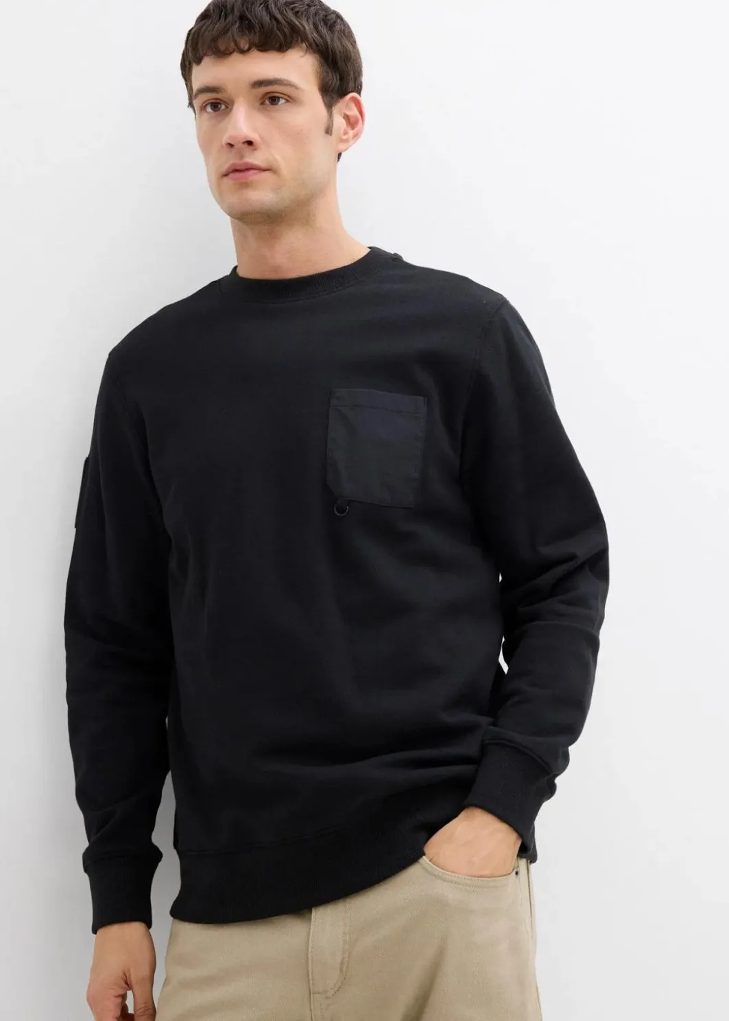 Best Sweatshirt mit Brusttasche aus Bio-Baumwolle Herren Große Größen|Sweat