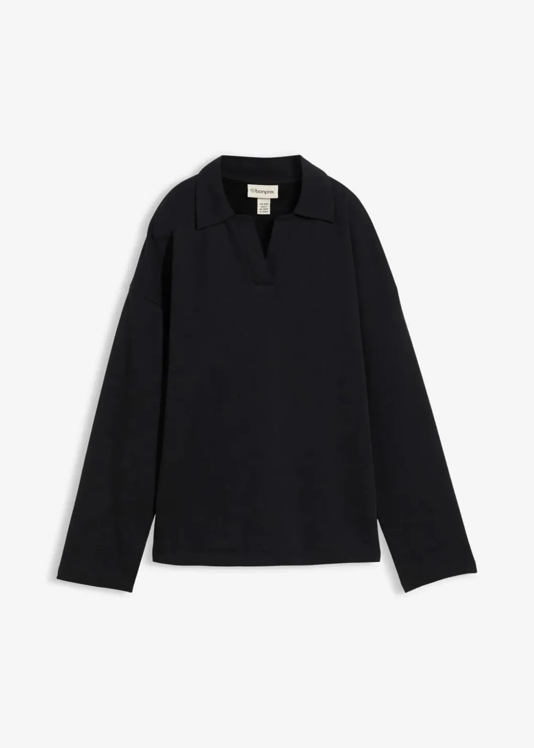 Damen bonprix Sweat|Bekleidung·Blusen & Tuniken|Sweatshirt mit gestricktem Polokragen aus Bio-Baumwolle