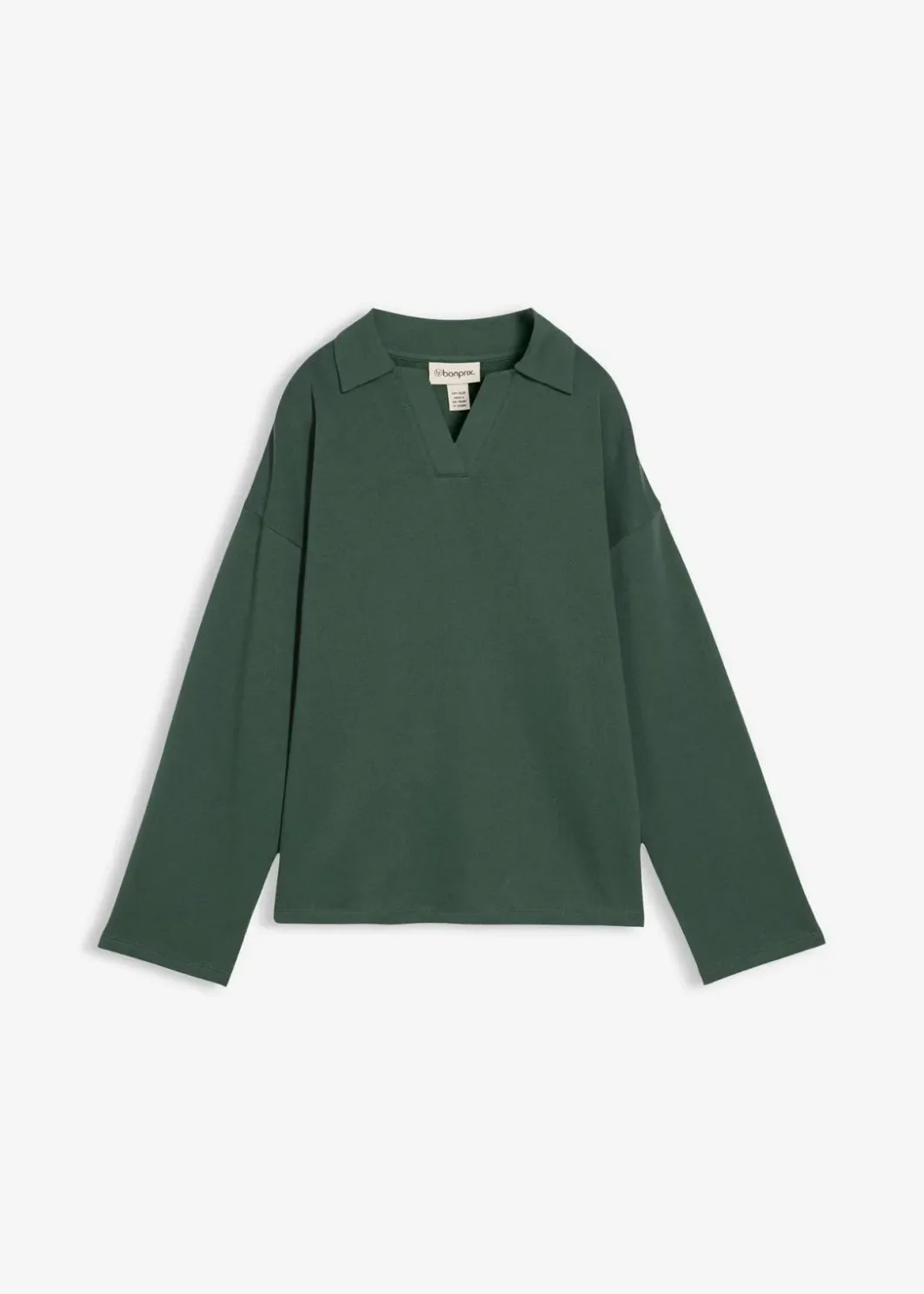 Damen bonprix Bekleidung·Blusen & Tuniken|Sweat|Sweatshirt mit gestricktem Polokragen aus Bio-Baumwolle