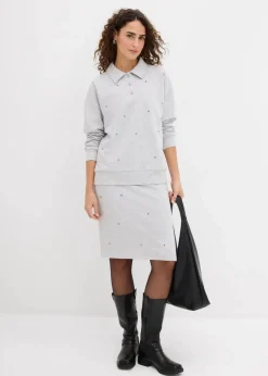Damen bonprix Zweiteiler & Sets|Sweat|Sweatshirt mit Nieten