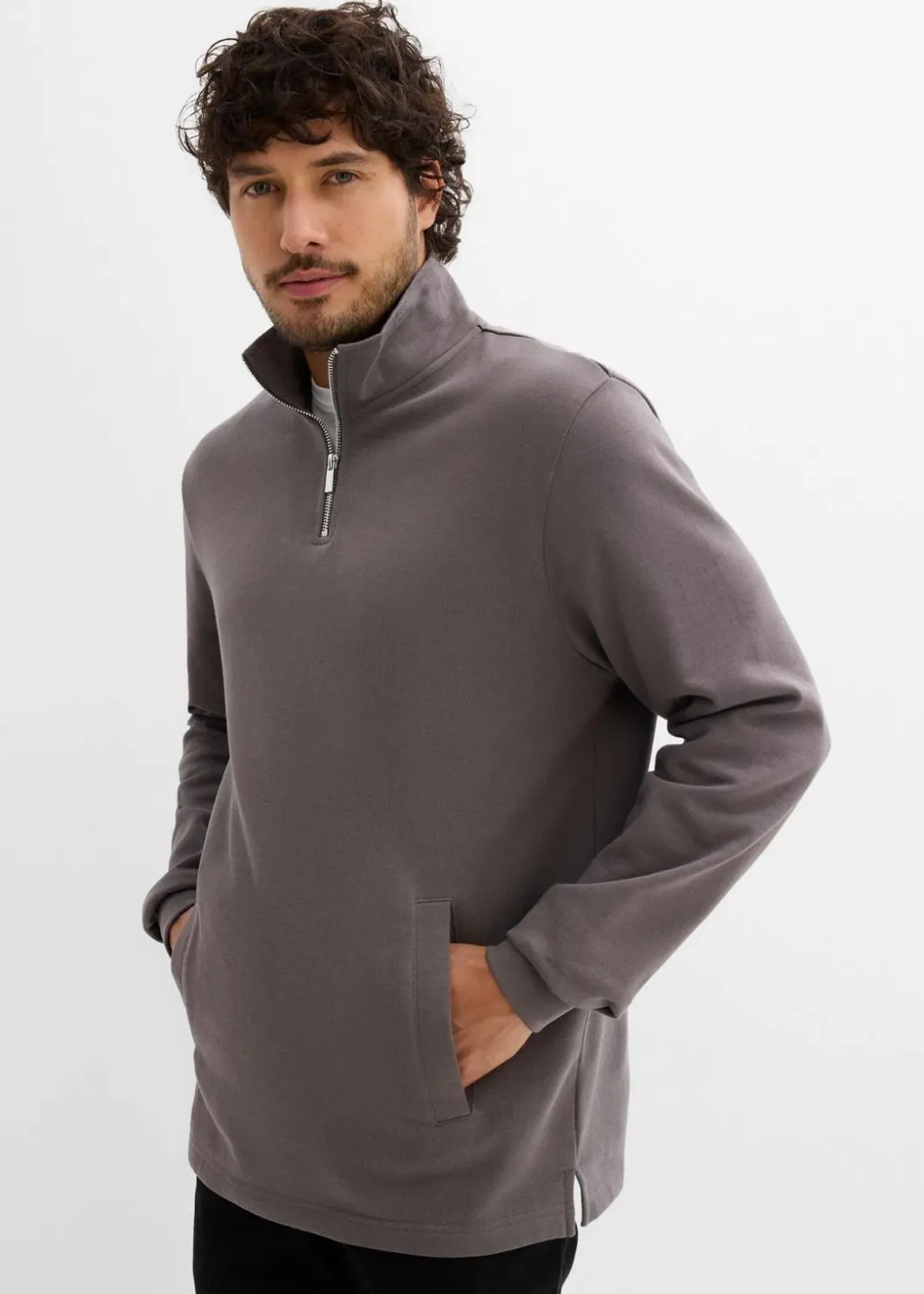 Herren bonprix Sweat|Sportbekleidung|Sweatshirt mit praktischen Taschen und geradem Saum aus reiner Bio-Baumwolle