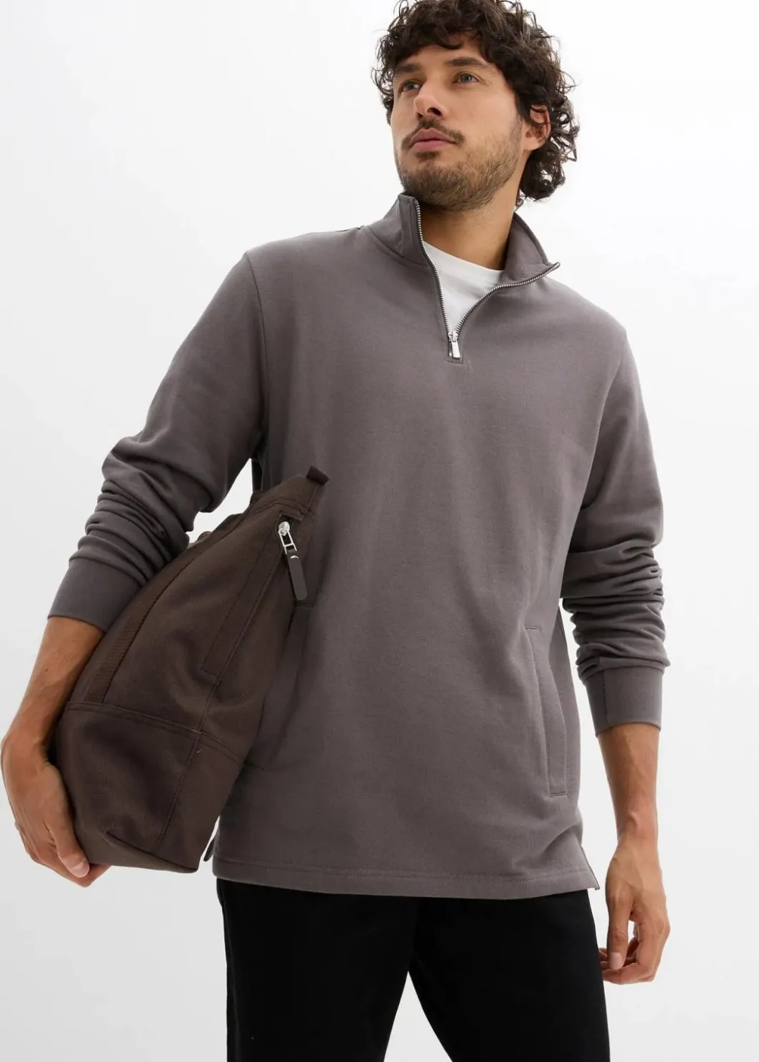 Herren bonprix Sweat|Sportbekleidung|Sweatshirt mit praktischen Taschen und geradem Saum aus reiner Bio-Baumwolle