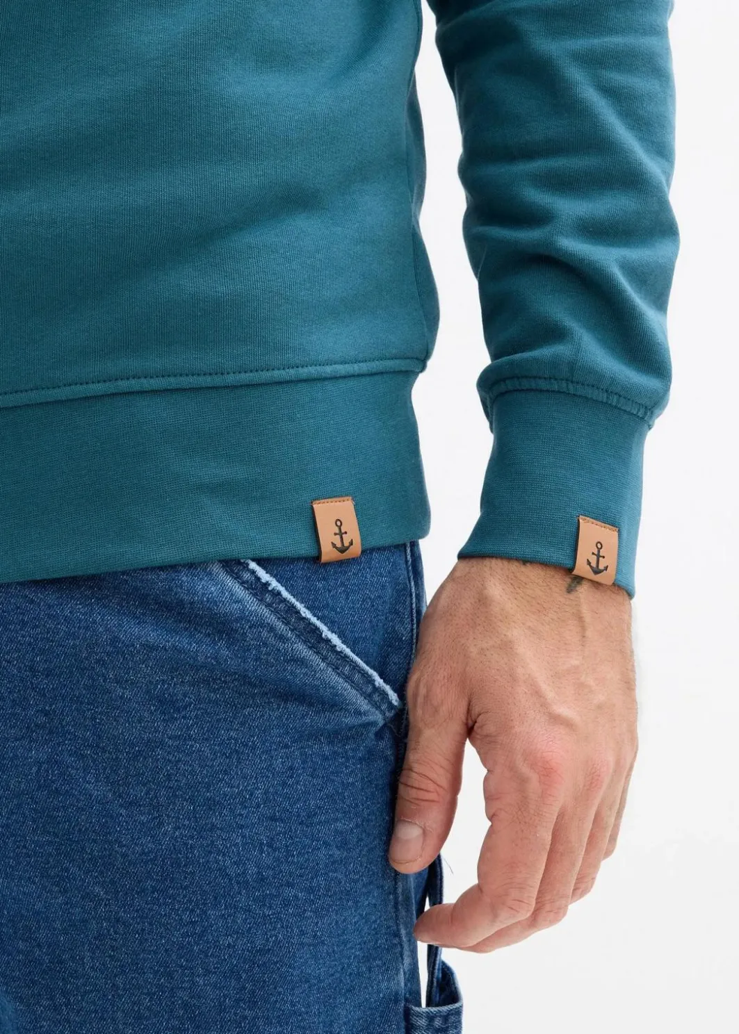 Clearance Sweatshirt mit Schalkragen aus reiner Bio-Baumwolle Herren Große Größen|Basics