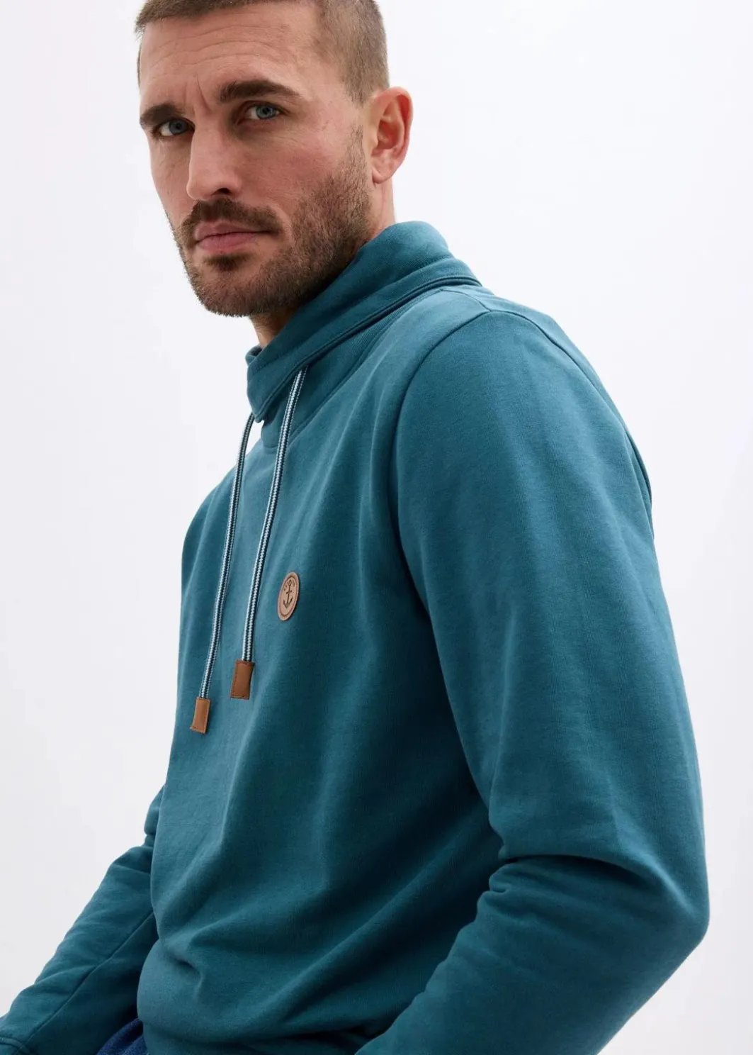 Clearance Sweatshirt mit Schalkragen aus reiner Bio-Baumwolle Herren Große Größen|Basics