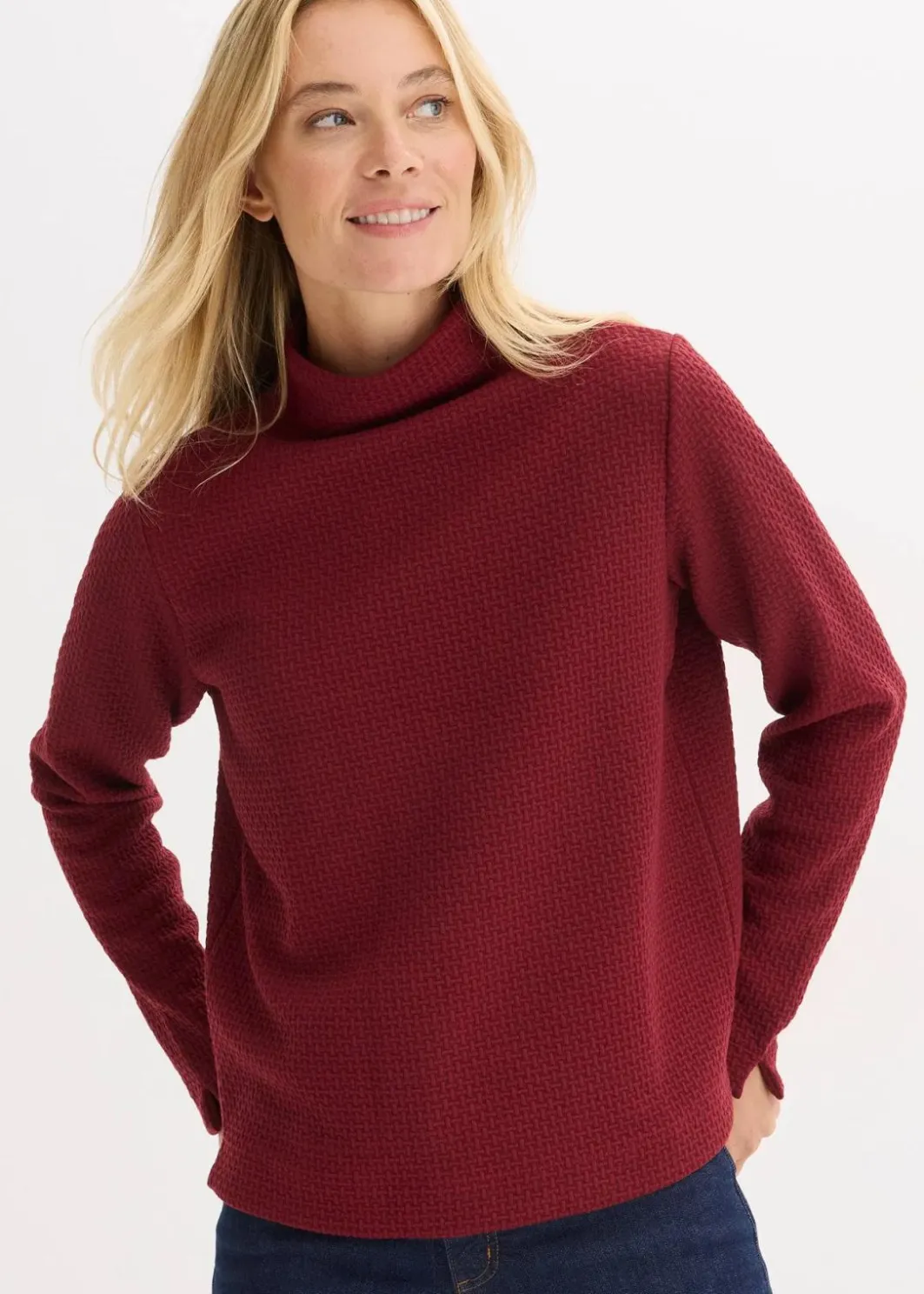 Damen bonprix Sweat|Nachhaltigere Materialien|Sweatshirt mit Stehkragen
