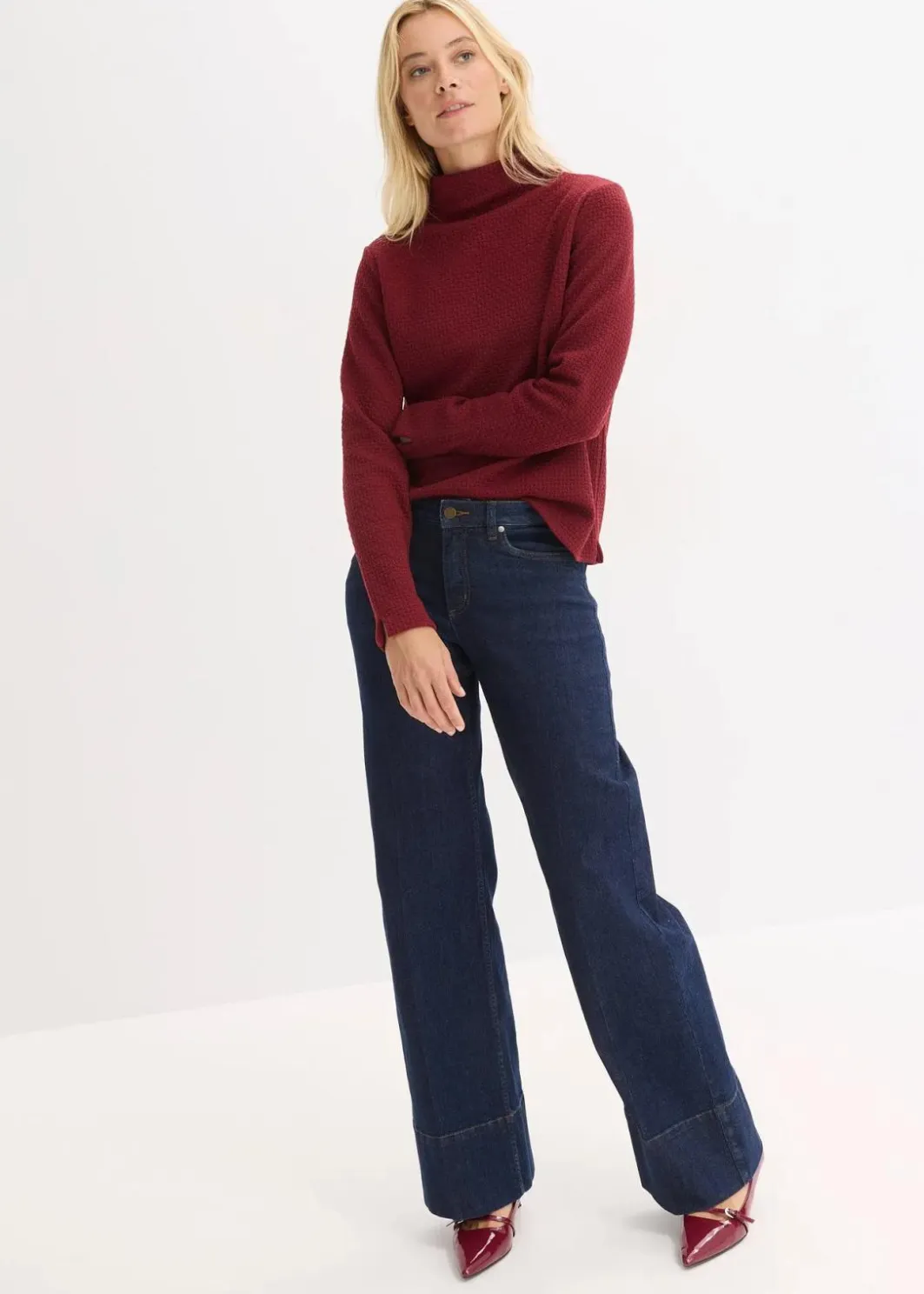 Damen bonprix Sweat|Nachhaltigere Materialien|Sweatshirt mit Stehkragen