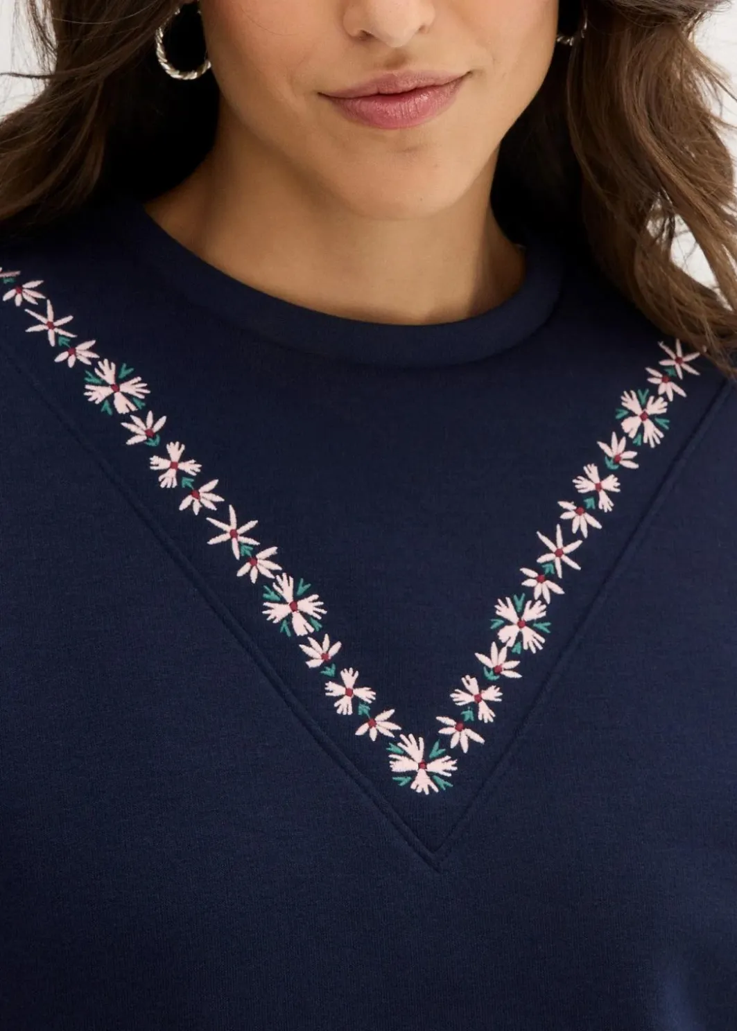 Clearance Sweatshirt mit Stickerei aus Baumwoll-Mix Damen Sweat|Bekleidung·Blusen & Tuniken