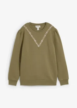 Damen bonprix Bekleidung·Blusen & Tuniken|Sweat|Sweatshirt mit Stickerei aus Baumwoll-Mix