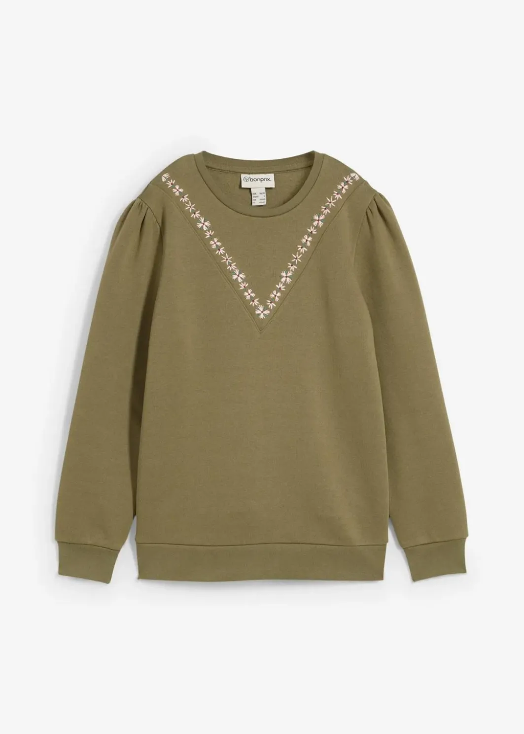 Damen bonprix Bekleidung·Blusen & Tuniken|Sweat|Sweatshirt mit Stickerei aus Baumwoll-Mix