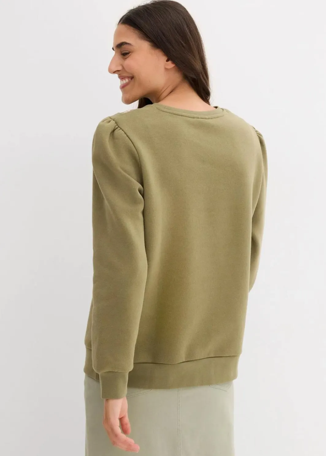 Damen bonprix Bekleidung·Blusen & Tuniken|Sweat|Sweatshirt mit Stickerei aus Baumwoll-Mix