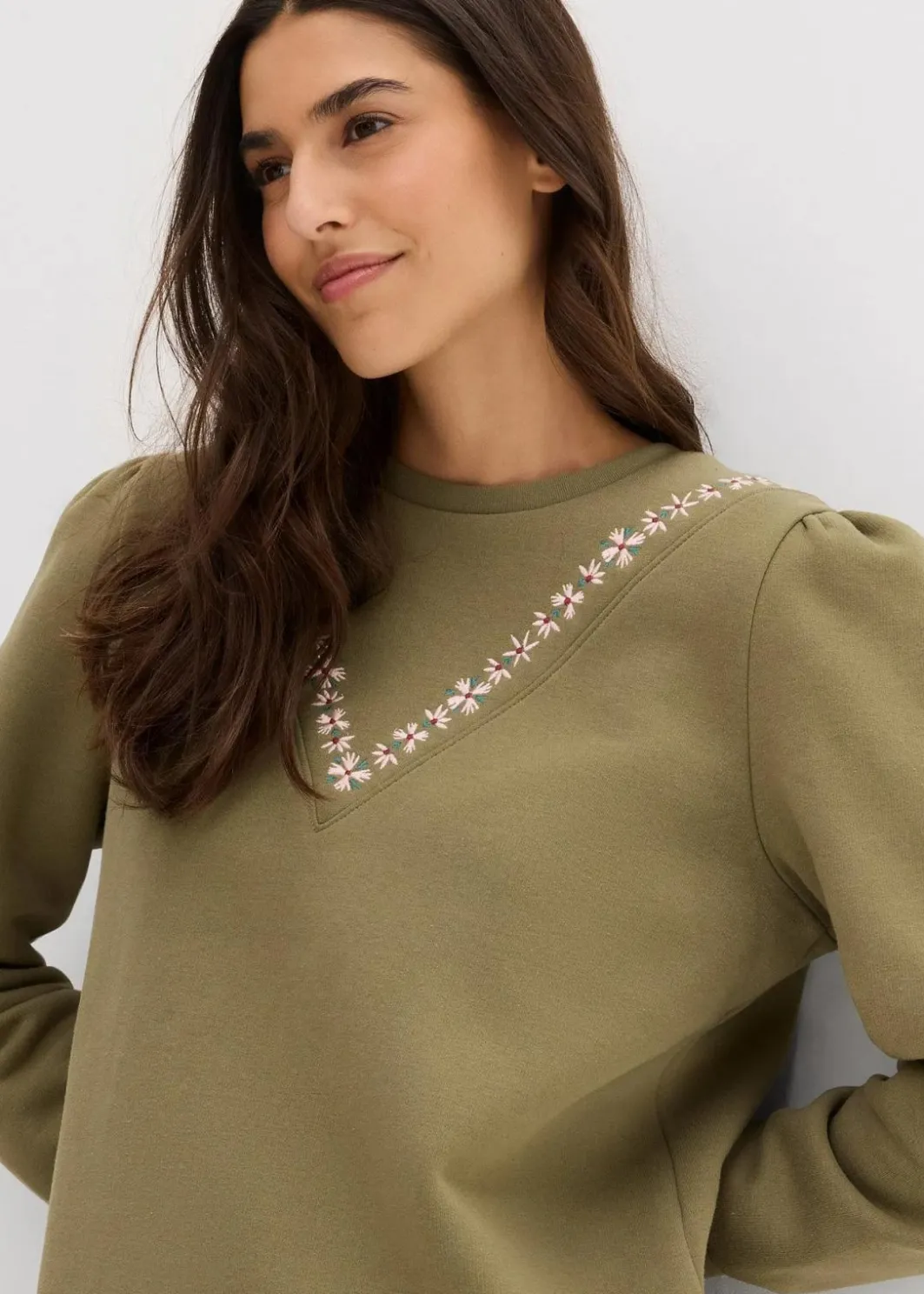 Damen bonprix Bekleidung·Blusen & Tuniken|Sweat|Sweatshirt mit Stickerei aus Baumwoll-Mix