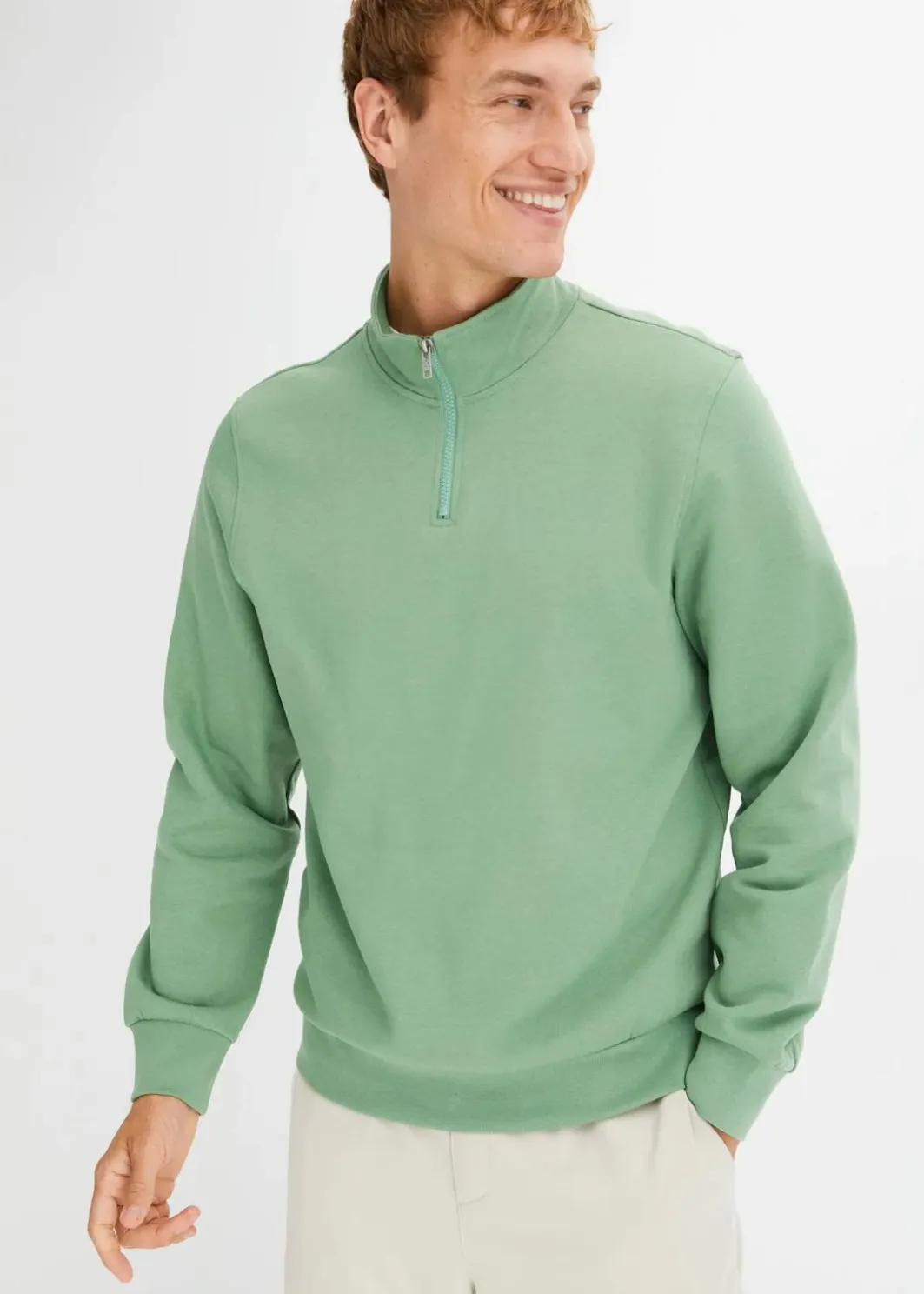 Hot Sweatshirt mit Troyerkragen Herren Große Größen|Basics