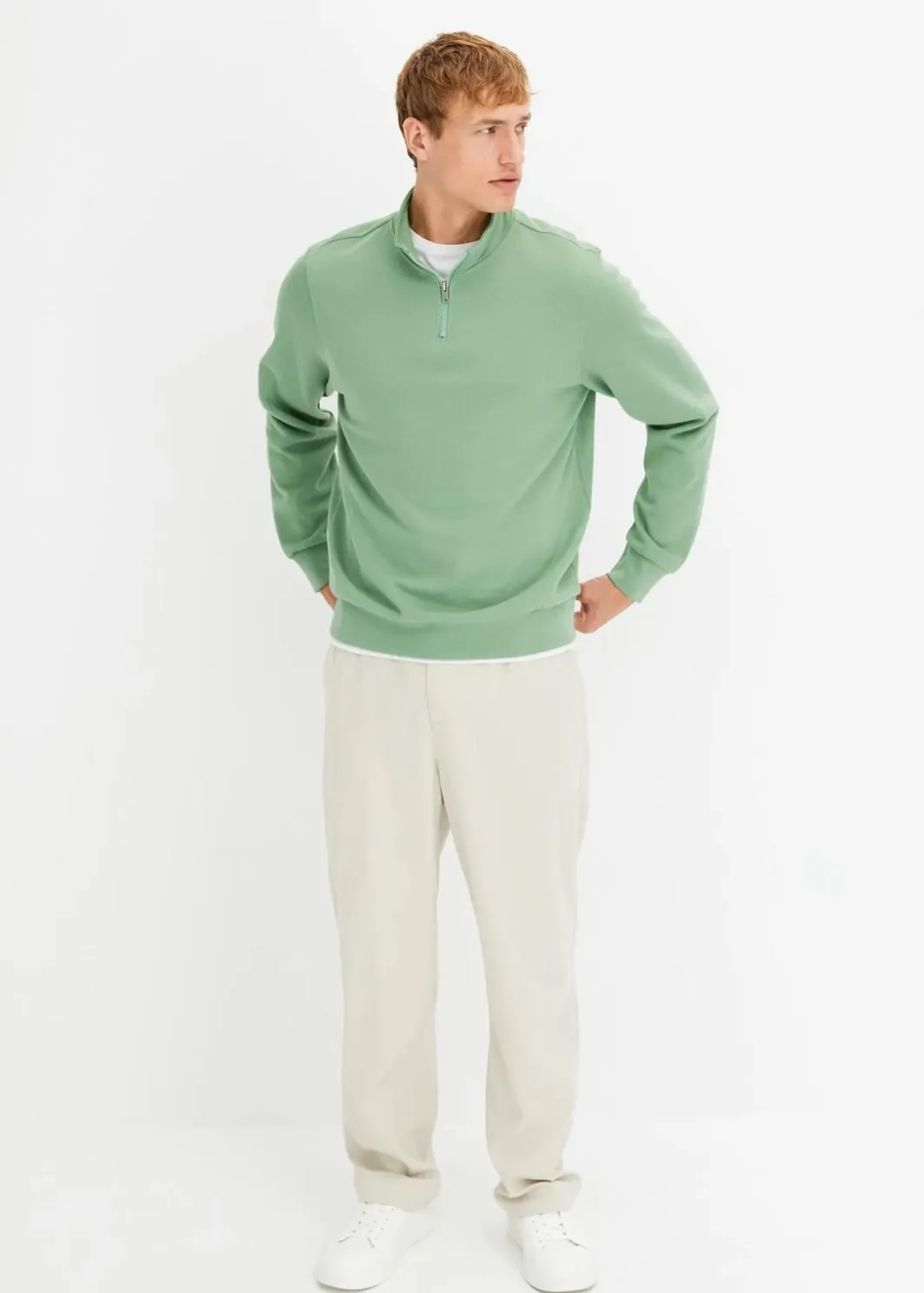 Hot Sweatshirt mit Troyerkragen Herren Große Größen|Basics