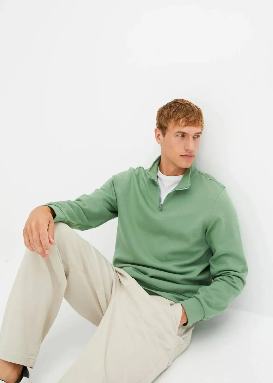 Hot Sweatshirt mit Troyerkragen Herren Große Größen|Basics