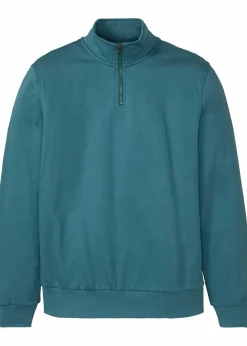 Herren bonprix Sweat|Sportbekleidung|Sweatshirt mit Troyerkragen