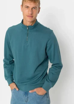 Herren bonprix Sweat|Sportbekleidung|Sweatshirt mit Troyerkragen