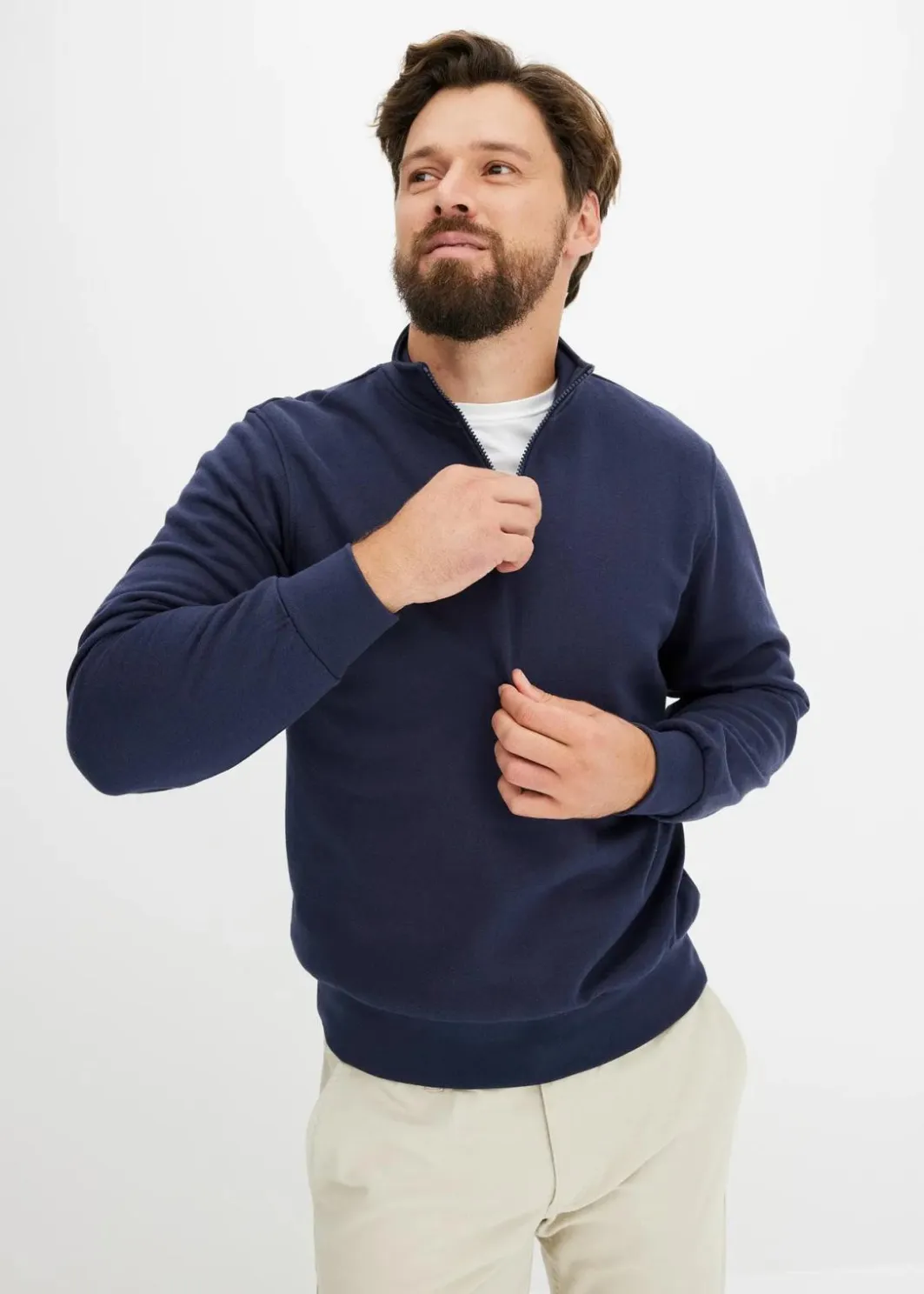 Sale Sweatshirt mit Troyerkragen Herren Sweat|Sportbekleidung