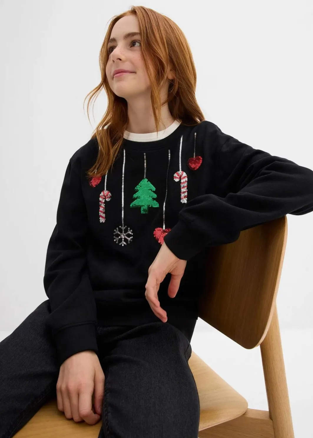 Outlet Sweatshirt mit Weihnachtsmotiv aus reiner Bio-Baumwolle Kinder Mädchen 9-16 Jahre·Sweat & Strick|Mädchen 2-8 Jahre·Nachhaltigere Materialien
