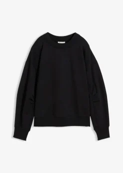 Damen bonprix Sweat|Bekleidung·Blusen & Tuniken|Sweatshirt mit weitem Ripp-Kragen aus Bio-Baumwolle