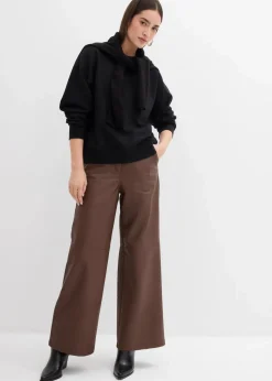 Damen bonprix Sweat|Bekleidung·Blusen & Tuniken|Sweatshirt mit weitem Ripp-Kragen aus Bio-Baumwolle