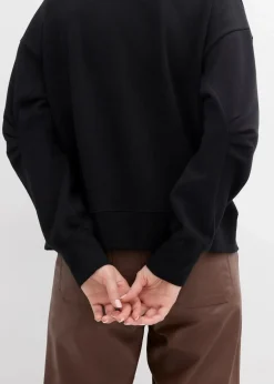 Damen bonprix Sweat|Bekleidung·Blusen & Tuniken|Sweatshirt mit weitem Ripp-Kragen aus Bio-Baumwolle